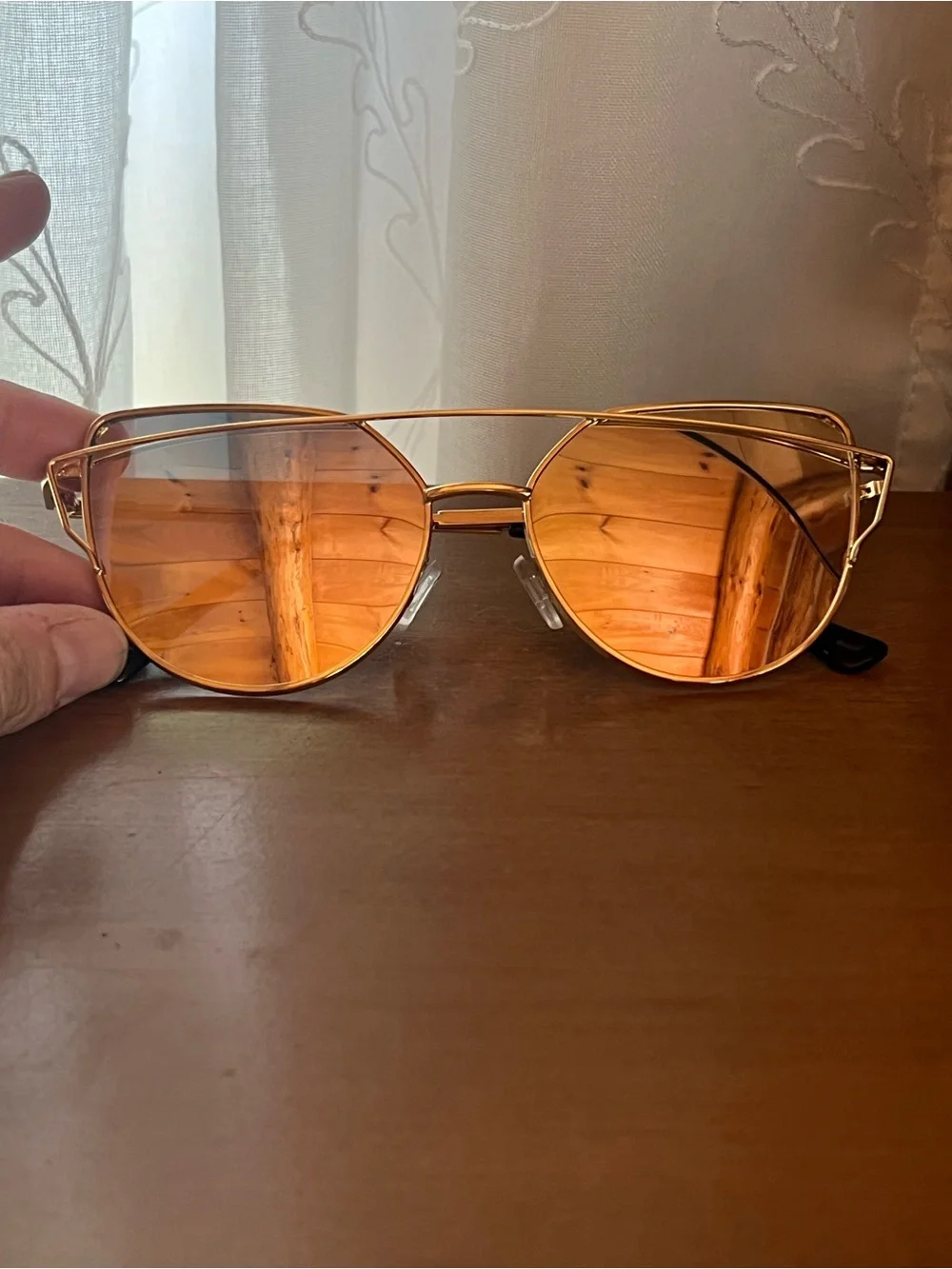 Rose Gold Mirrored Aviator Sunglasses - Women Accessories
